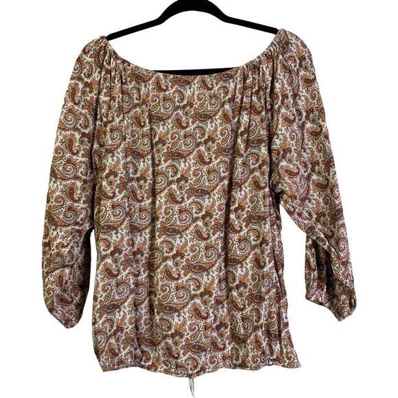 DENIM & SUPPLY Ralph Lauren Blouse Top Paisley Boho Rope Tie Neck‎ & Waist - Picture 2 of 12